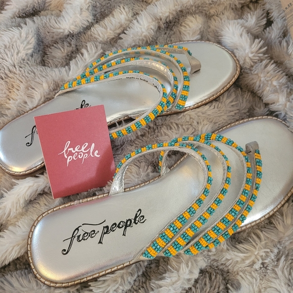 FREE PEOPLE BEATRICE BEADED FLAT SANDAL, SIZE 39 - Picture 11 of 15